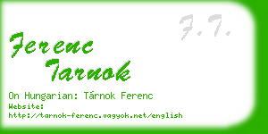 ferenc tarnok business card